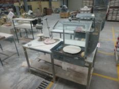3 steel fabricated fettling benches with extraction hoods