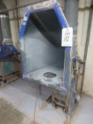 2, 34" x 44" spray enclosures with DeVilbiss spray guns, collection bin ducting and flexible