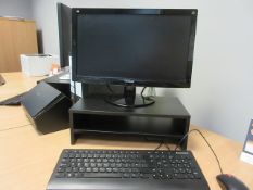 Lenovo Think Centre desktop computer with flat screen monitor, keyboard, mouse with i3 processor