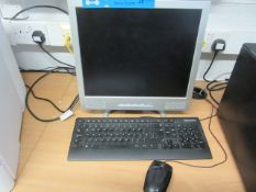 HP mini tower computer with flat screen monitor, keyboard and mouse