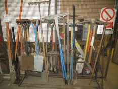 Quantity of groundwork tools to include pick axes, shovels, forks, levellers, post digger, rake,