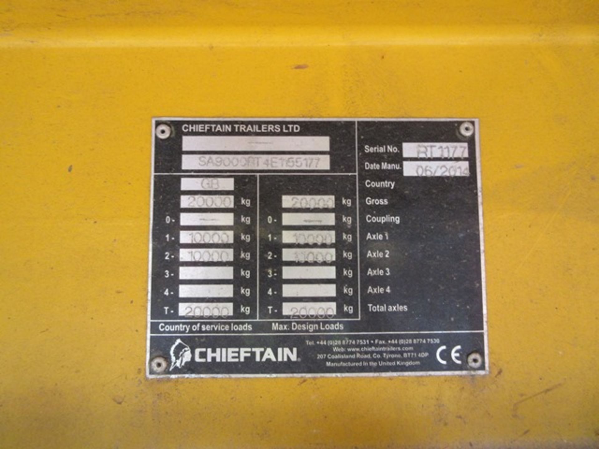 Chieftain 5m rail trailer s/n 1177 (2014). Local Number TR09. On-Track Plant Engineering Conformance - Image 5 of 8