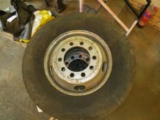 Six various lorry tyres c/w rims as lotted, rim size is 245/70 r 17.5.