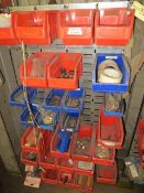 Two tote bin racks c/w tote bins & contents inc. various hole cutters as lotted