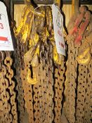 Three sets of 4 leg lifting chains c/w safety hook & shorteners as lotted (LOLER certified until