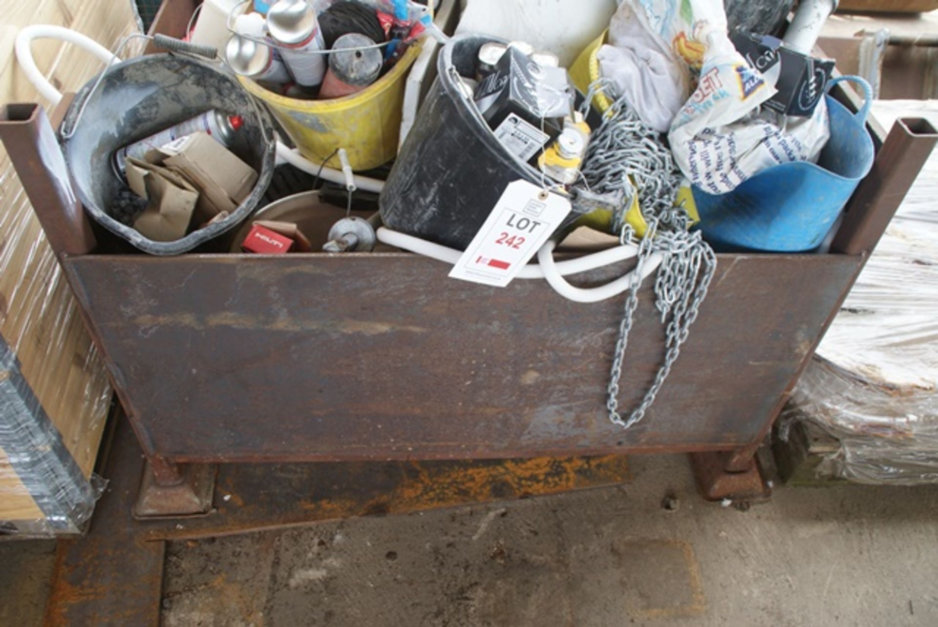 Stillage containing miscellaneous workvan contents as lotted