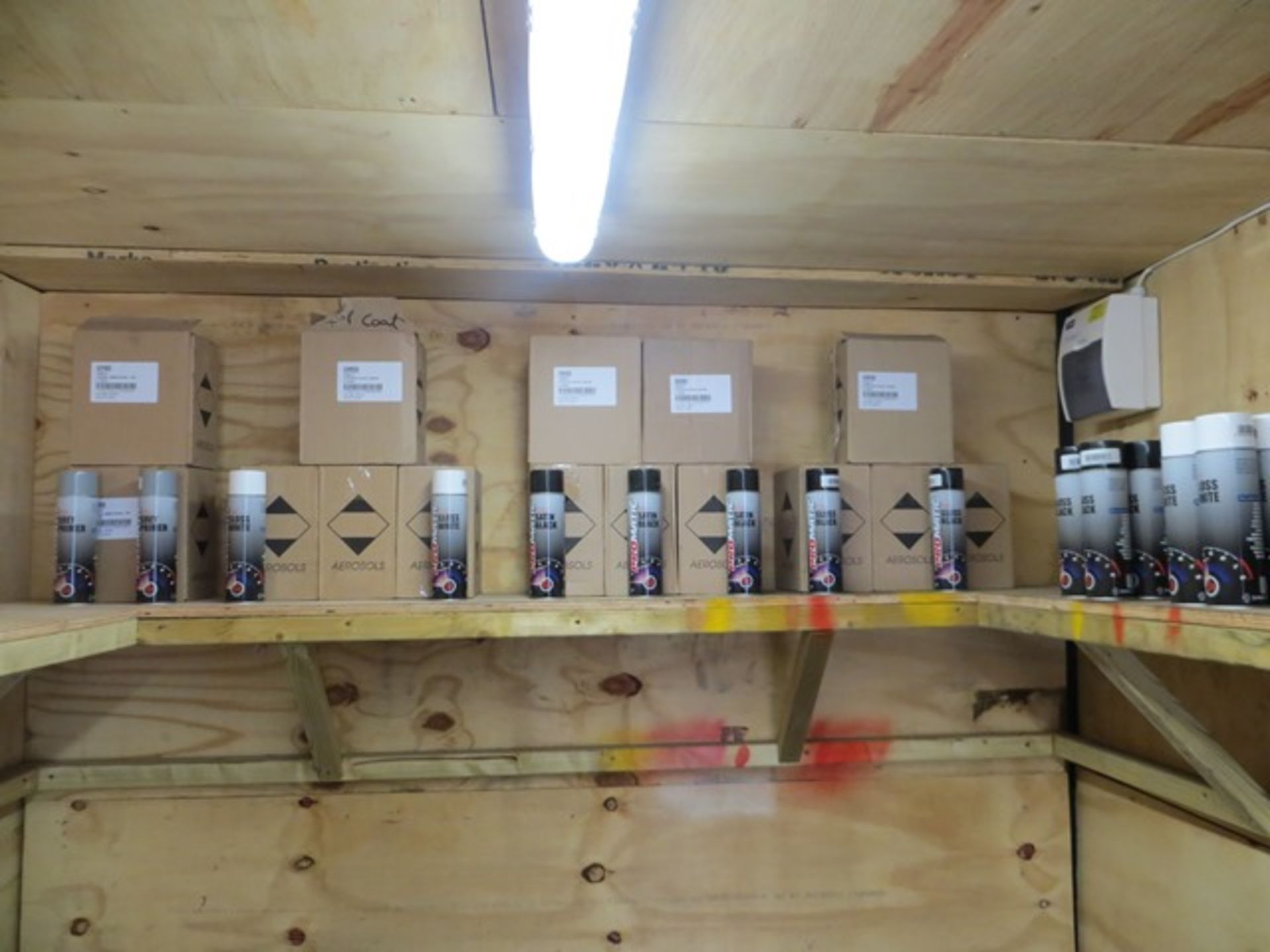 Contents of container to include unused oils & sprays complete with 8 bunded drip trays as lotted - Image 5 of 5