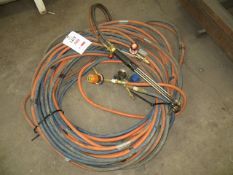 Oxyacetylene cutting torch c/w hoses & gauges