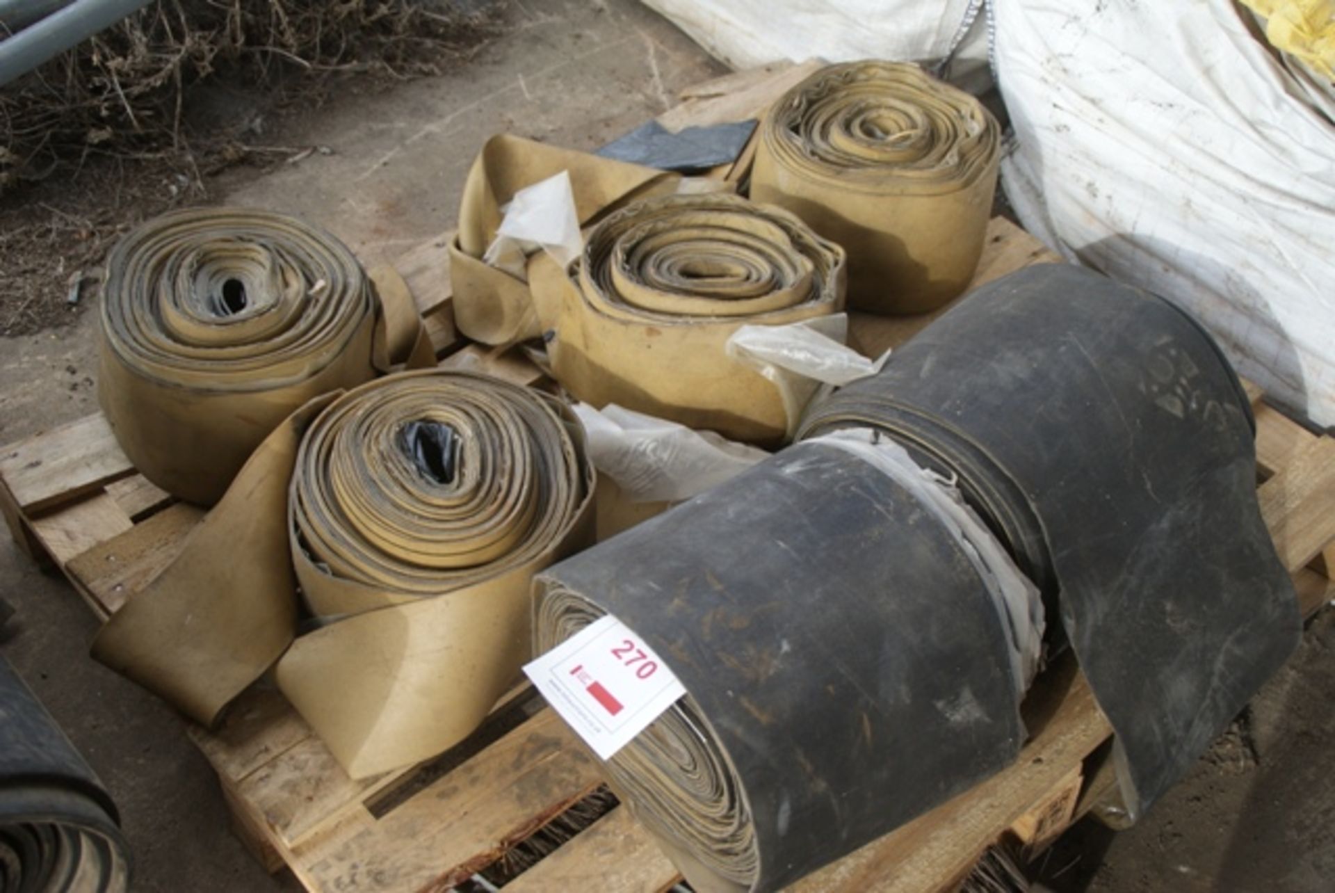 Pallet containing 5 reels of rubber track as lotted