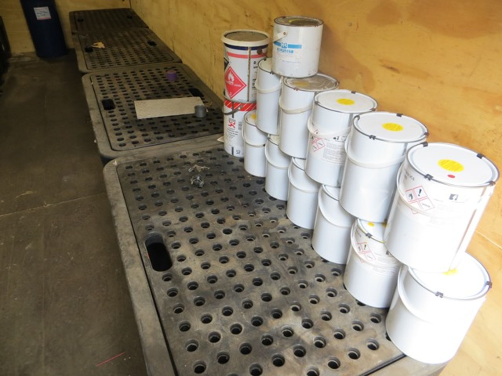 Contents of container to include unused oils & sprays complete with 8 bunded drip trays as lotted - Image 3 of 5