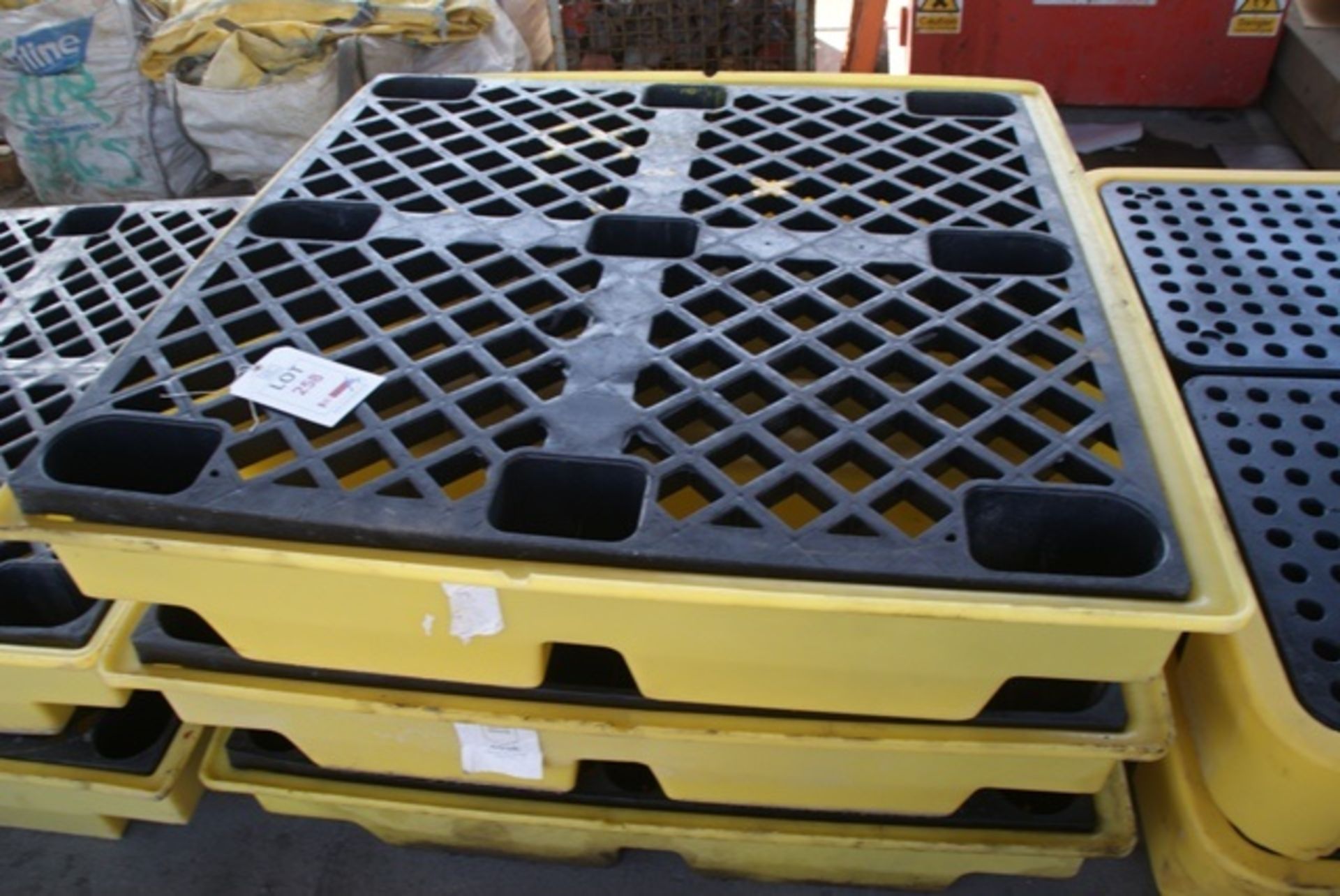 Three 4 drum spill containment pallets