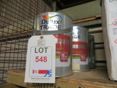 Five tins of Dulux Weathershield masonry paint (Oxford Blue)