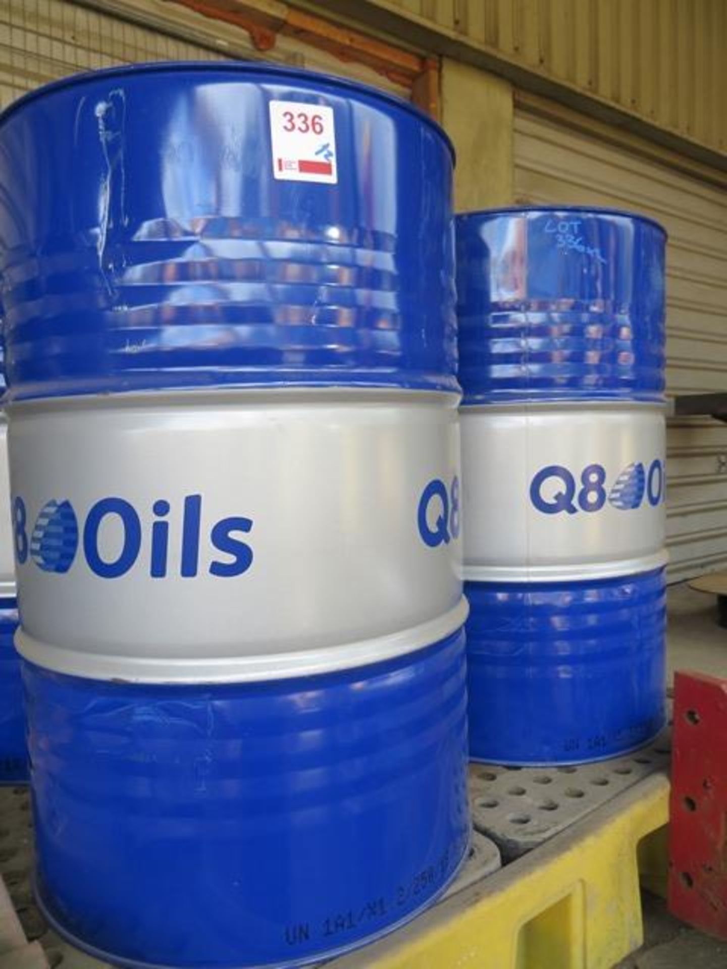 Two unused Q8 Heller 46 208 litre oil drums