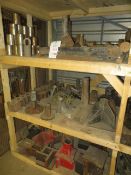 Contents of three shelves to include drive heads, clamps & bosses as lotted