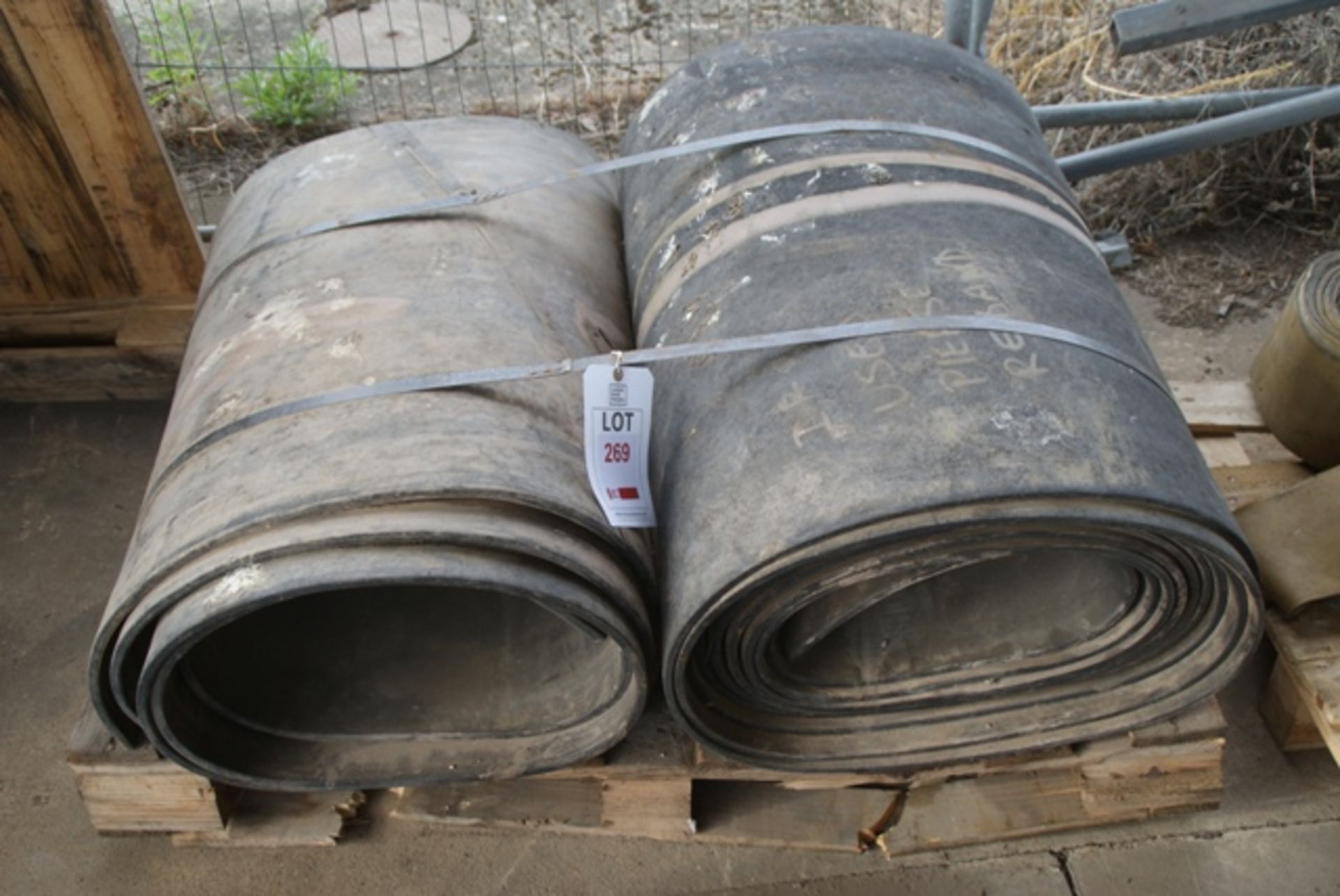 Pallet containing rubber road protector as lotted