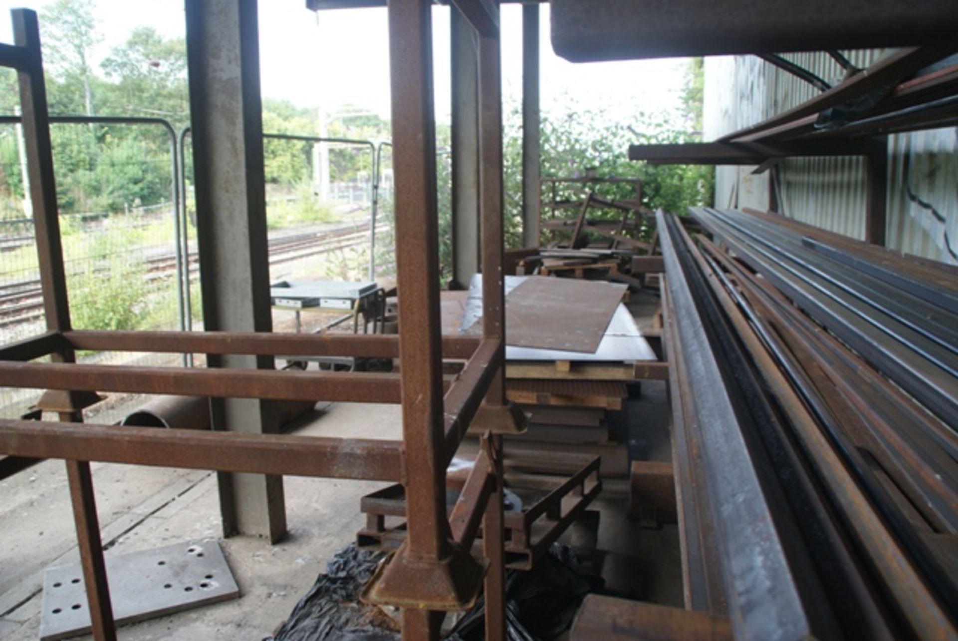 Quantity of steel stock to include box, tube, angle & plate c/w two cantilever racks as lotted - Image 2 of 5
