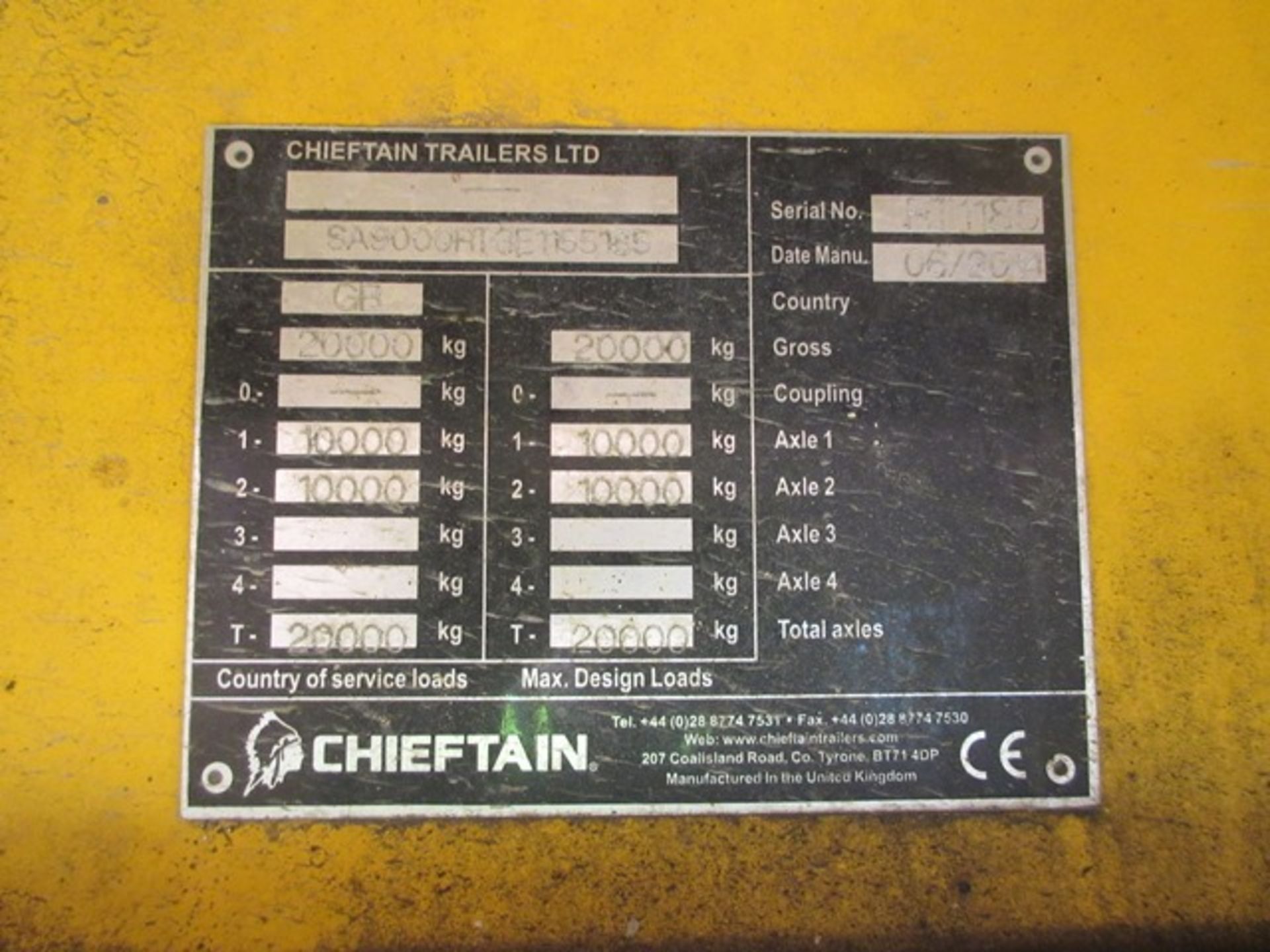 Chieftain 5m rail trailer s/n 1185 (2014). Local Number TR17. On-Track Plant Engineering Conformance - Image 6 of 8