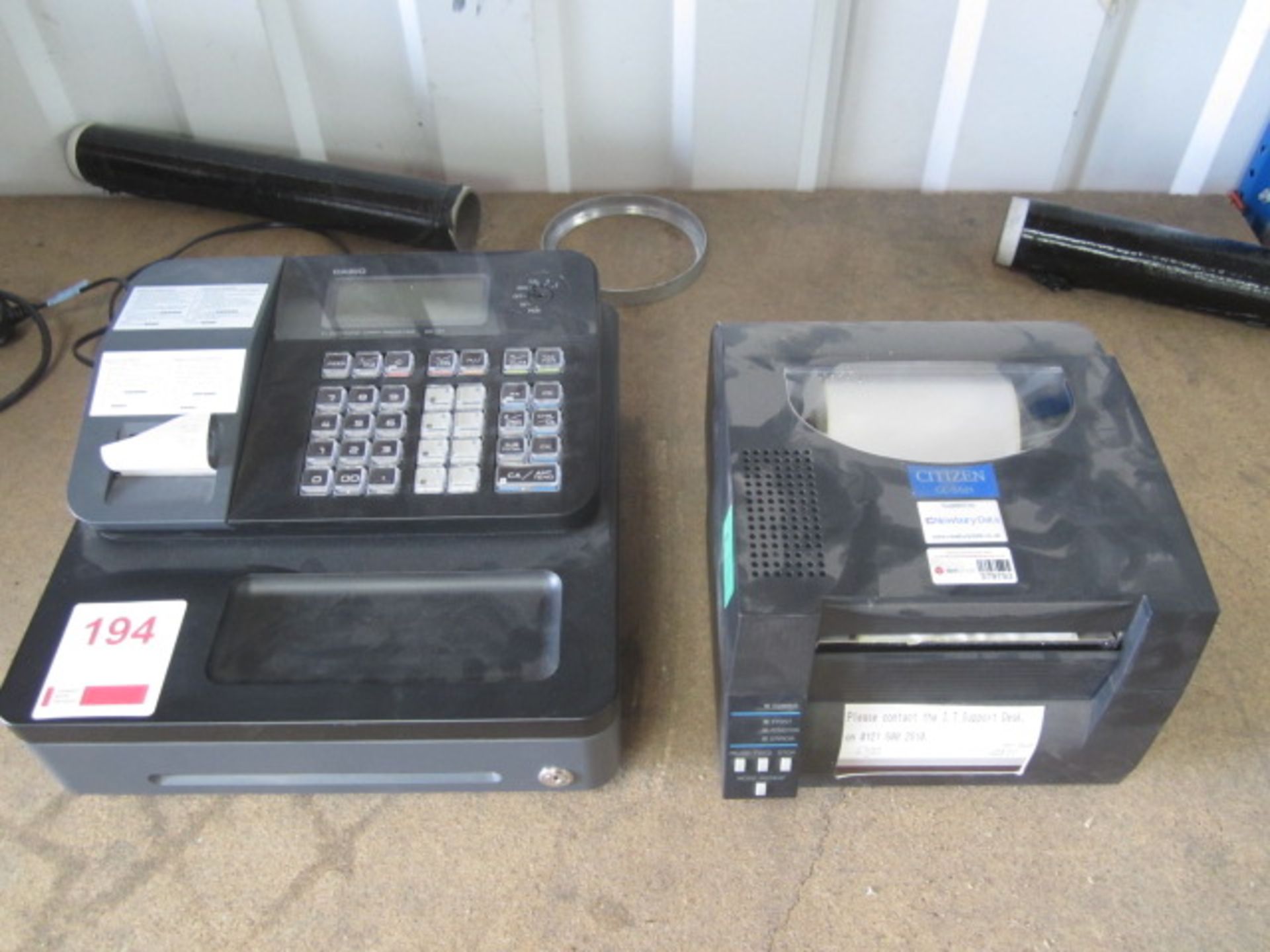 Citizen CL-5521 label printer, Casio SE-97 electronic cash register