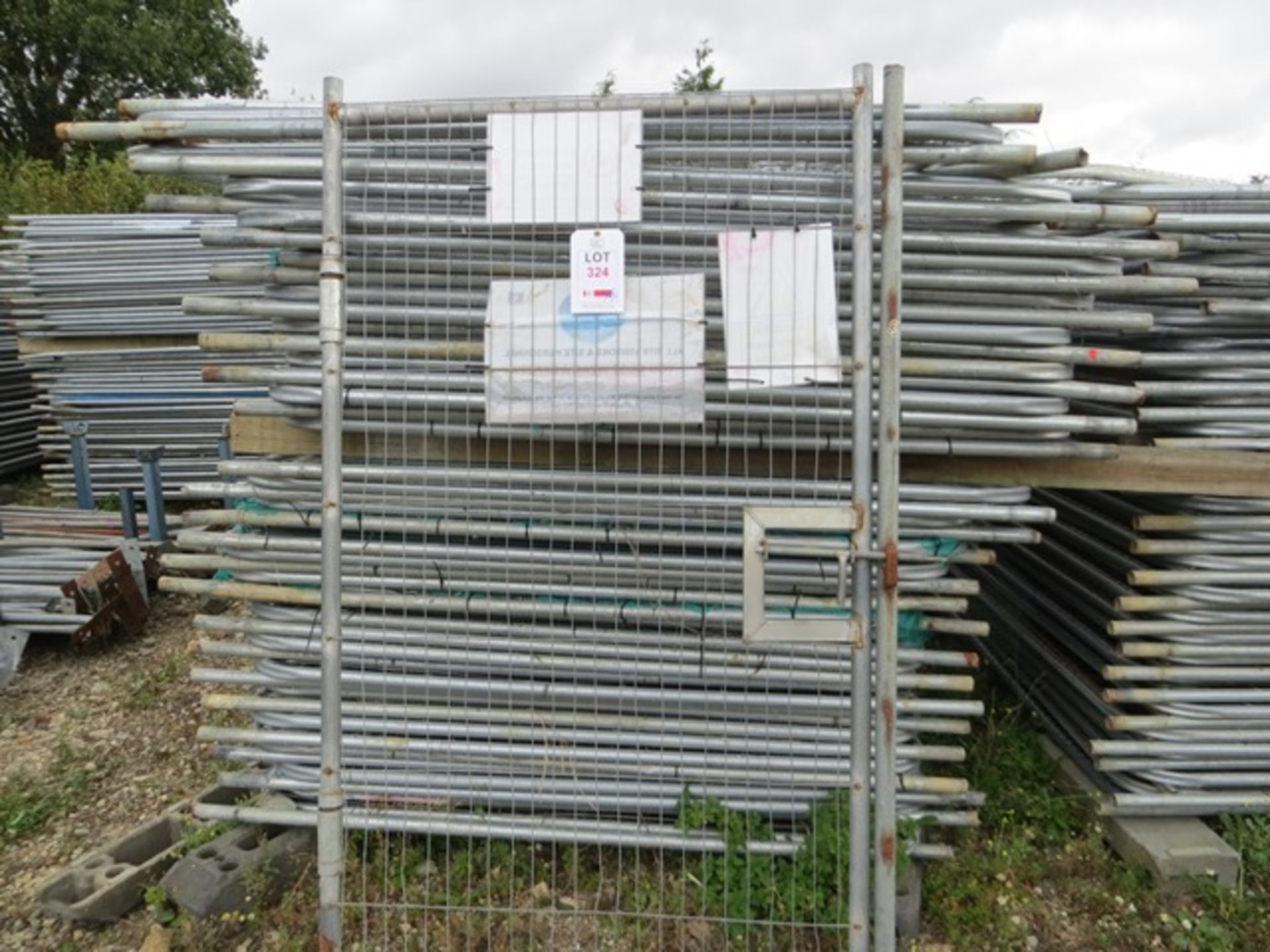 Approx 50 Heras Fencing Panels L 3400mm H 1900mm c/w Gate & 53 Footing Blocks