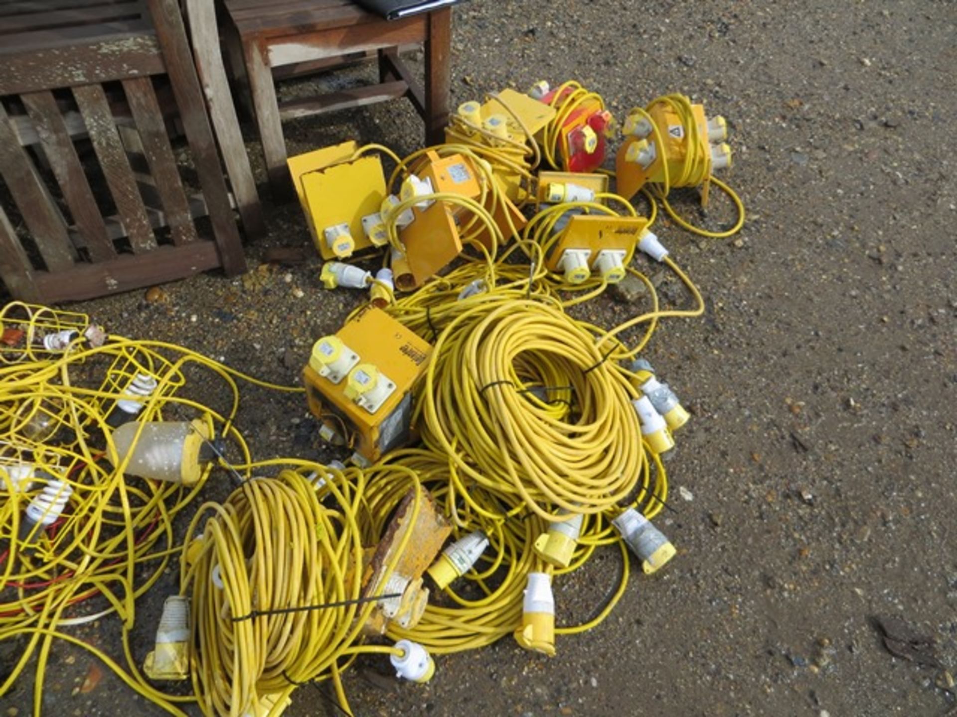 Large Quantity of 110v site lighting extension leads & splitter boxes as lotted - Image 2 of 2