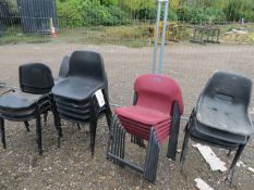 Approximately 20 various plastic stacking chairs as lotted