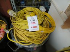 Bin Containing Quantity of Heavy Duty 110v Extension Leads