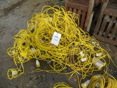 Large Quantity of 110v site lighting extension leads & splitter boxes as lotted