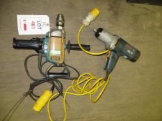 Makita 6013B 110v 110v Rotary Drill and a Bosch GDS 18 E 110v Impact Wrench