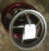 Two various alloy motorcycle wheels incl. dia 14" and 18"