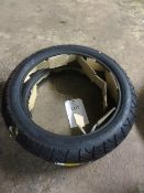 Two various motorcycle tyres, incl. Golden Boy SR716 100-90-17 and Shinko 100-90-17