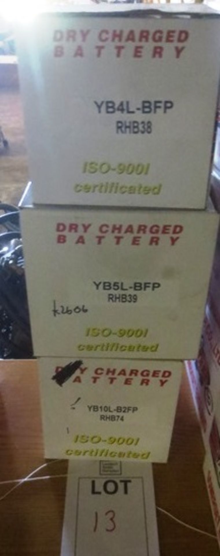 Three Rob Hunter Co dry charge batteries, incl. YB4L BFP RHB38, YB5L BFP RHB39, YB10L D2FP RHB74