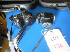 Two various DSLR cameras incl. Sony Cybershot DSC-H5 and Panasonic DMC-FZS (Please note: no