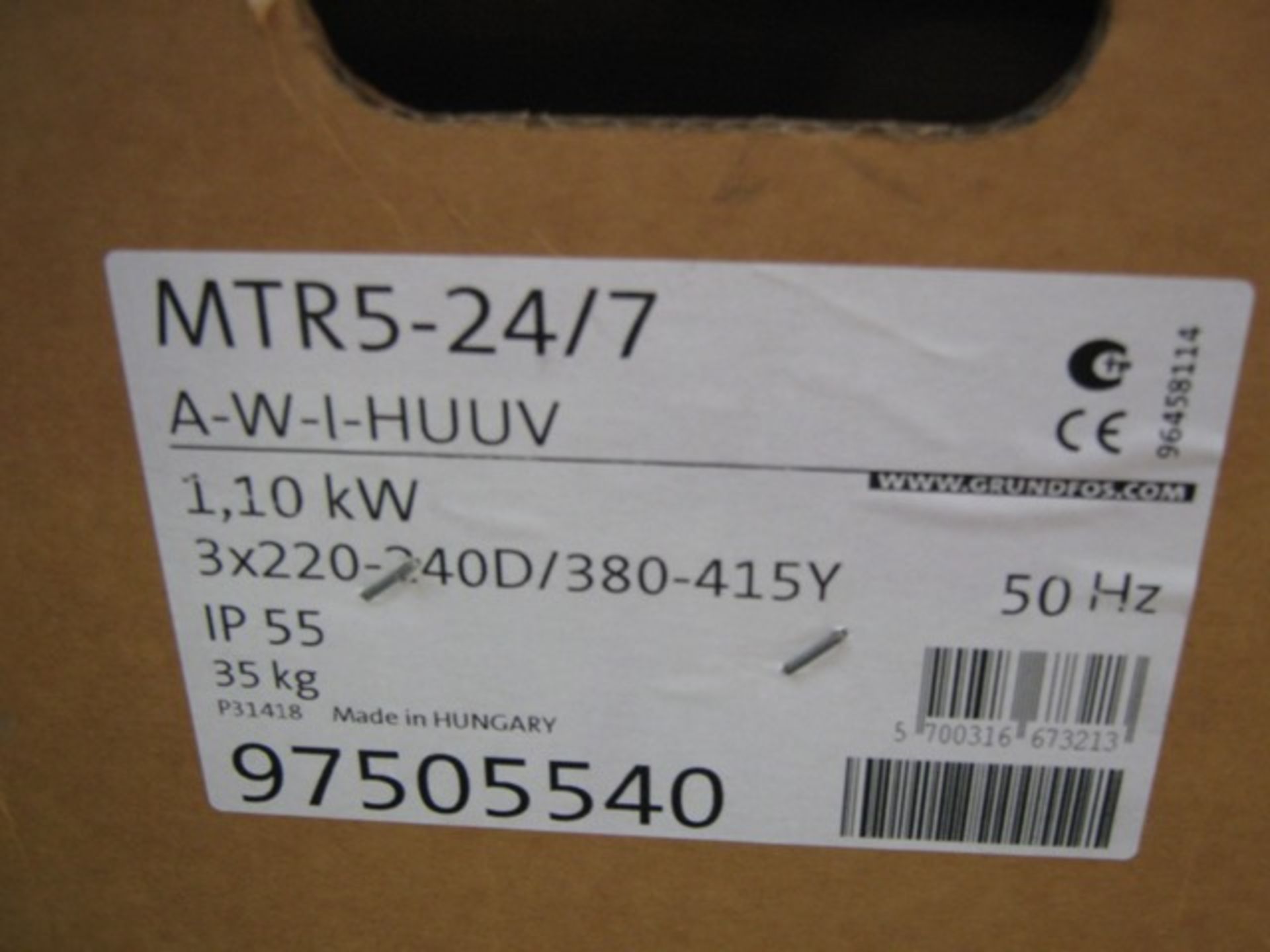 Pump Grundfos MTR 5-24 / 12 AWA-HUUV Immersion Pump, 1.1kw, 3 x 400 V, unused - supplied in open - Image 3 of 3