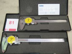 2 x Giss dial vernier 150mm and 200mm, unused