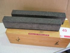 Pair Granite parallels boxed, 12" long x 2½" high 1¼" wide