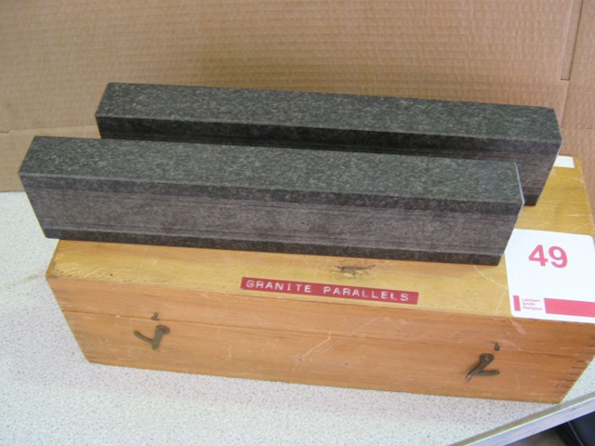 Pair Granite parallels boxed, 12" long x 2½" high 1¼" wide