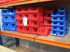 56 x various size plastic storage bins