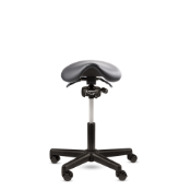 Unused faux leather saddle seat stool in black (RRP £230) located in Stafford, viewing by