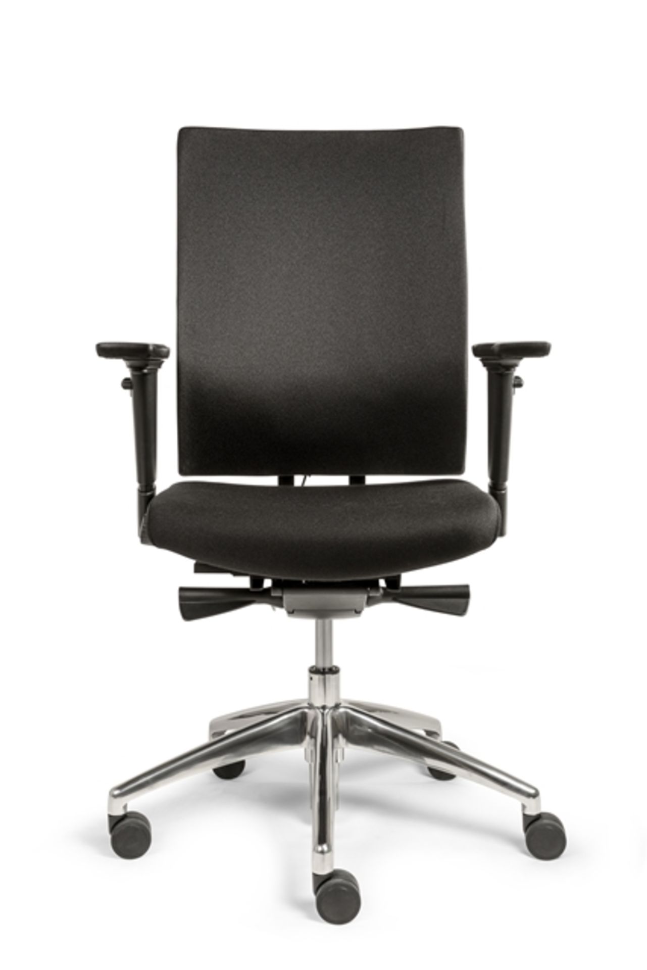Unused ergonomic fully upholstered office chair in black (RRP £289) located in Stafford, viewing