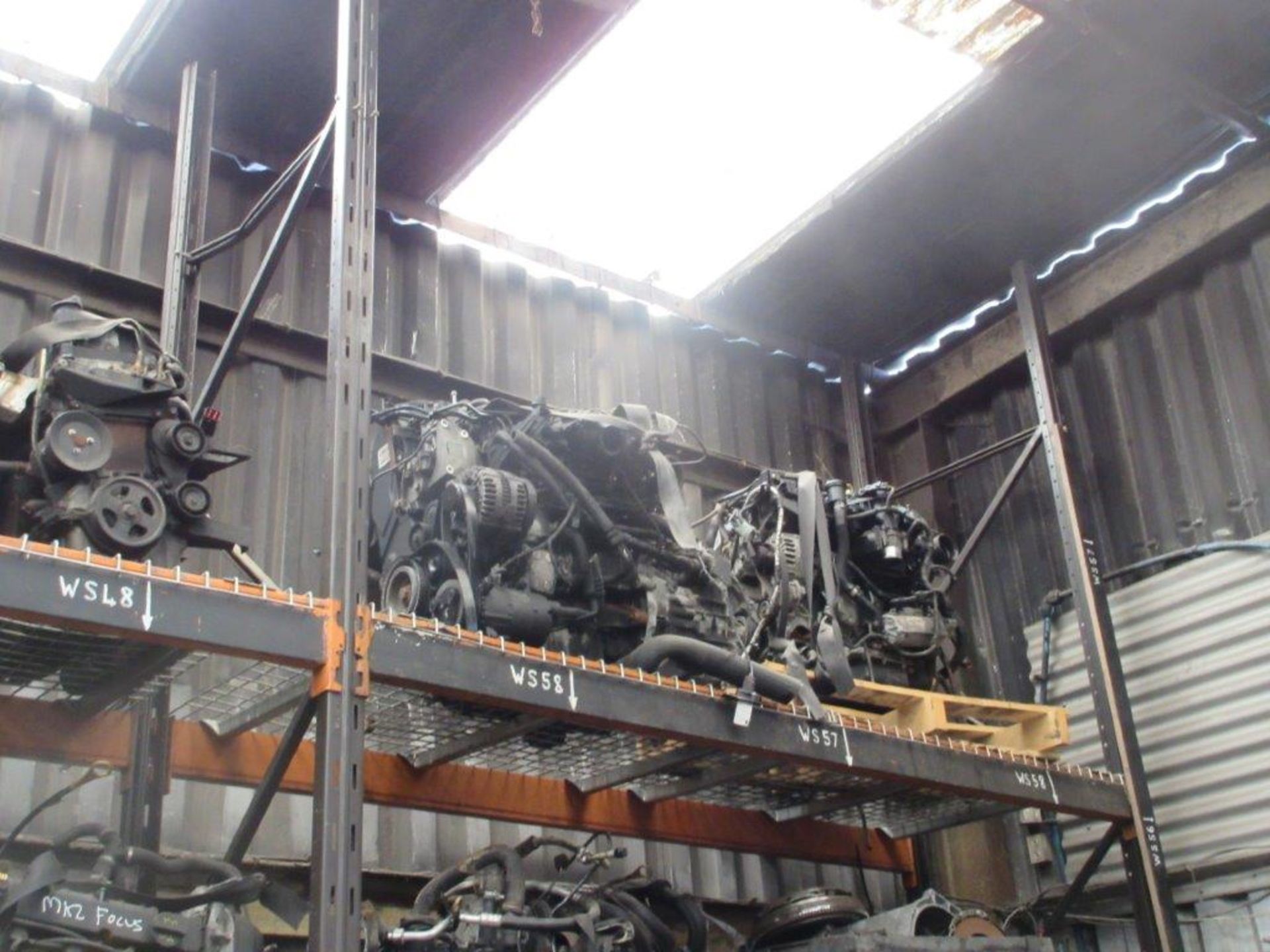 17 assorted engines with 2 bays of pallet racking including 1.8D 58 Mondeo, unknown, unknown, - Image 6 of 6