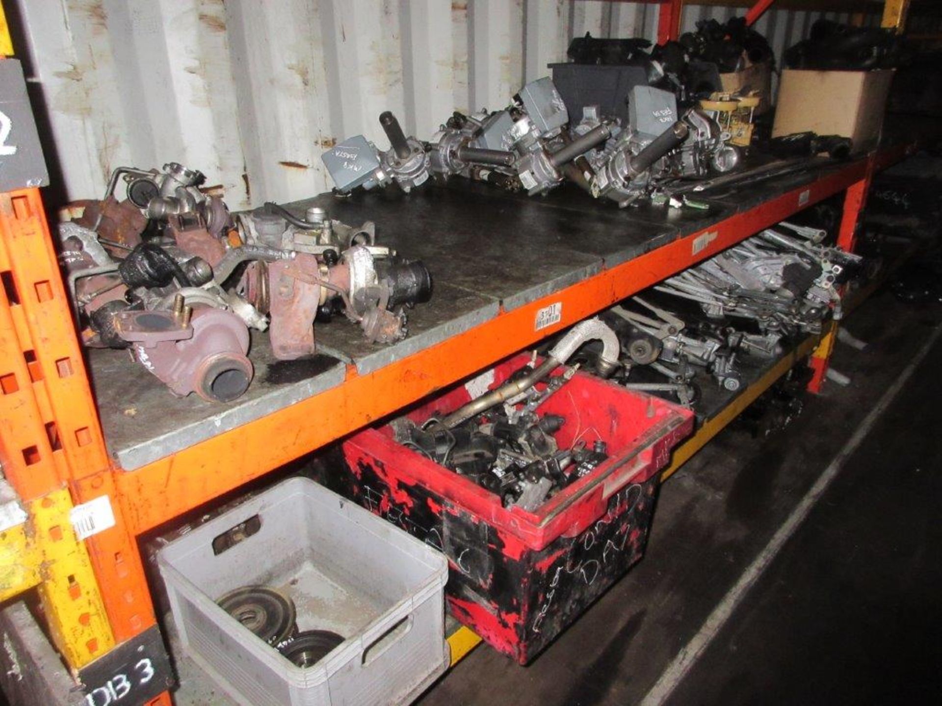 Blue steel shipping container, 40 ft. x 8 ft. approx. plus rack and contents of mainly Ford Fiesta - Image 3 of 7