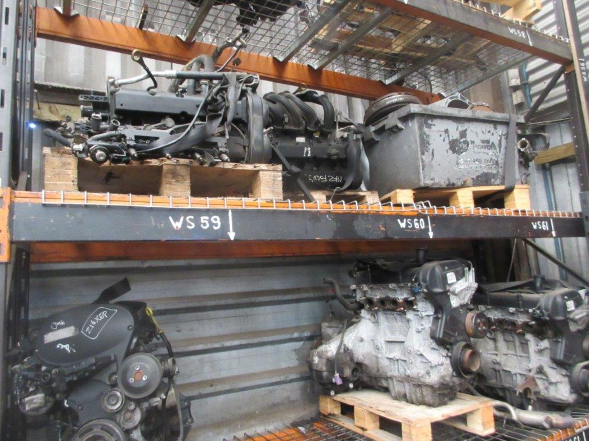 17 assorted engines with 2 bays of pallet racking including 1.8D 58 Mondeo, unknown, unknown, - Image 2 of 6