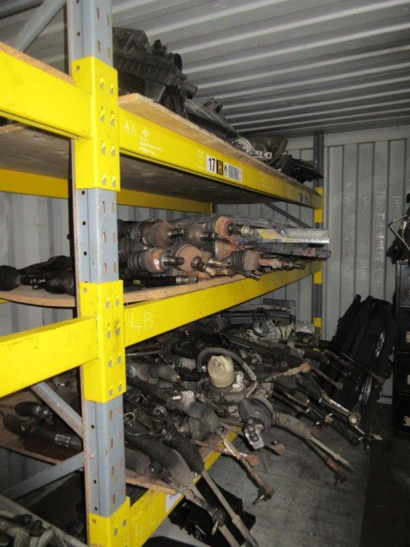 Blue steel shipping container, 40 ft. x 8 ft. approx. plus rack and contents of mainly Vauxhall - Image 6 of 9