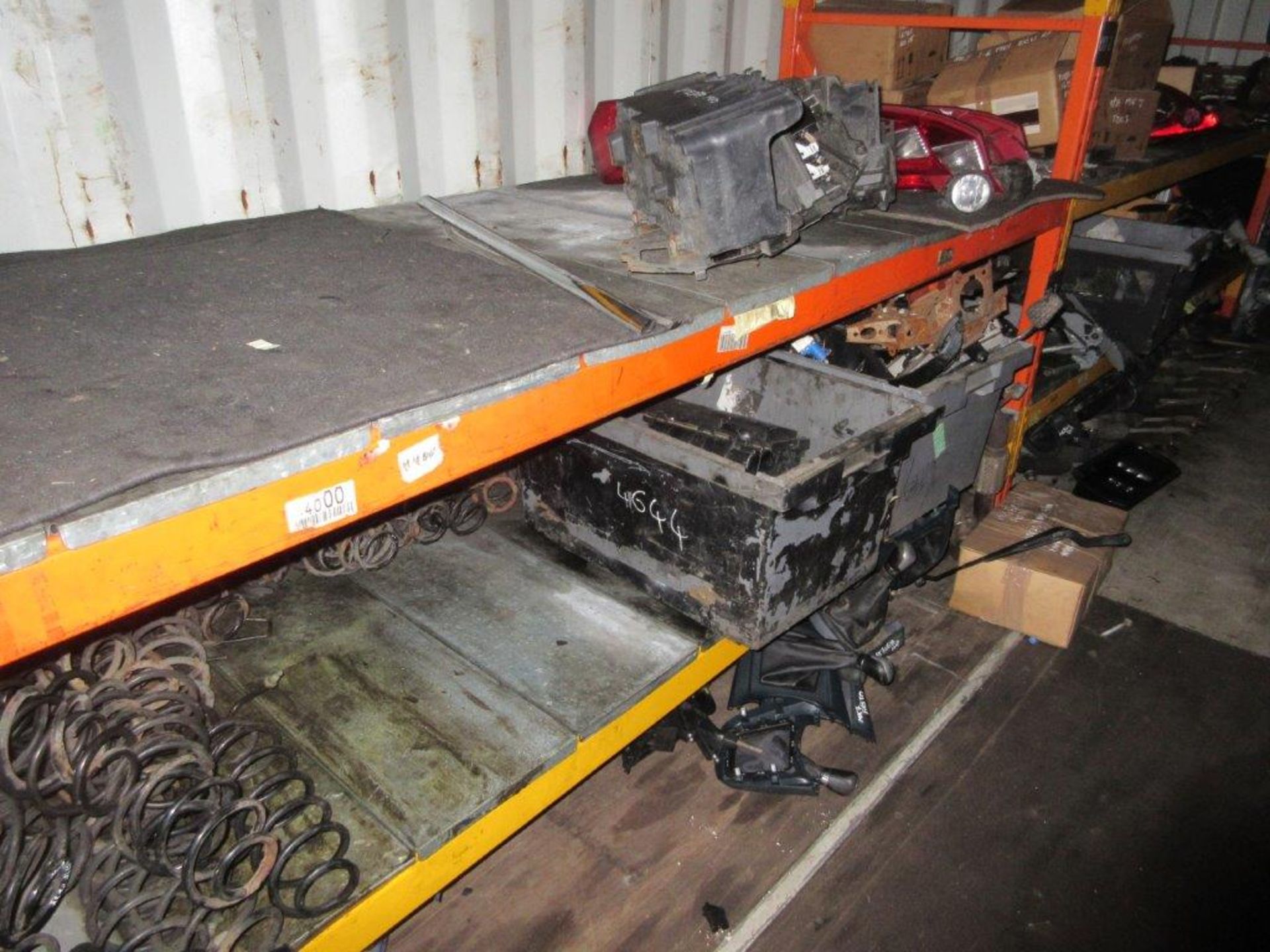 Blue steel shipping container, 40 ft. x 8 ft. approx. plus rack and contents of mainly Ford Fiesta - Image 4 of 7