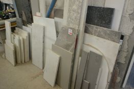 Quantity of assorted stone sheet stock and off cuts, as lotted. Stock to be collected: Thursday 28th