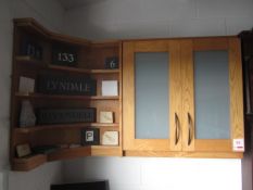 Wall mounted kitchen display comprising of double glazed units, 4 x corner shelves, approx.