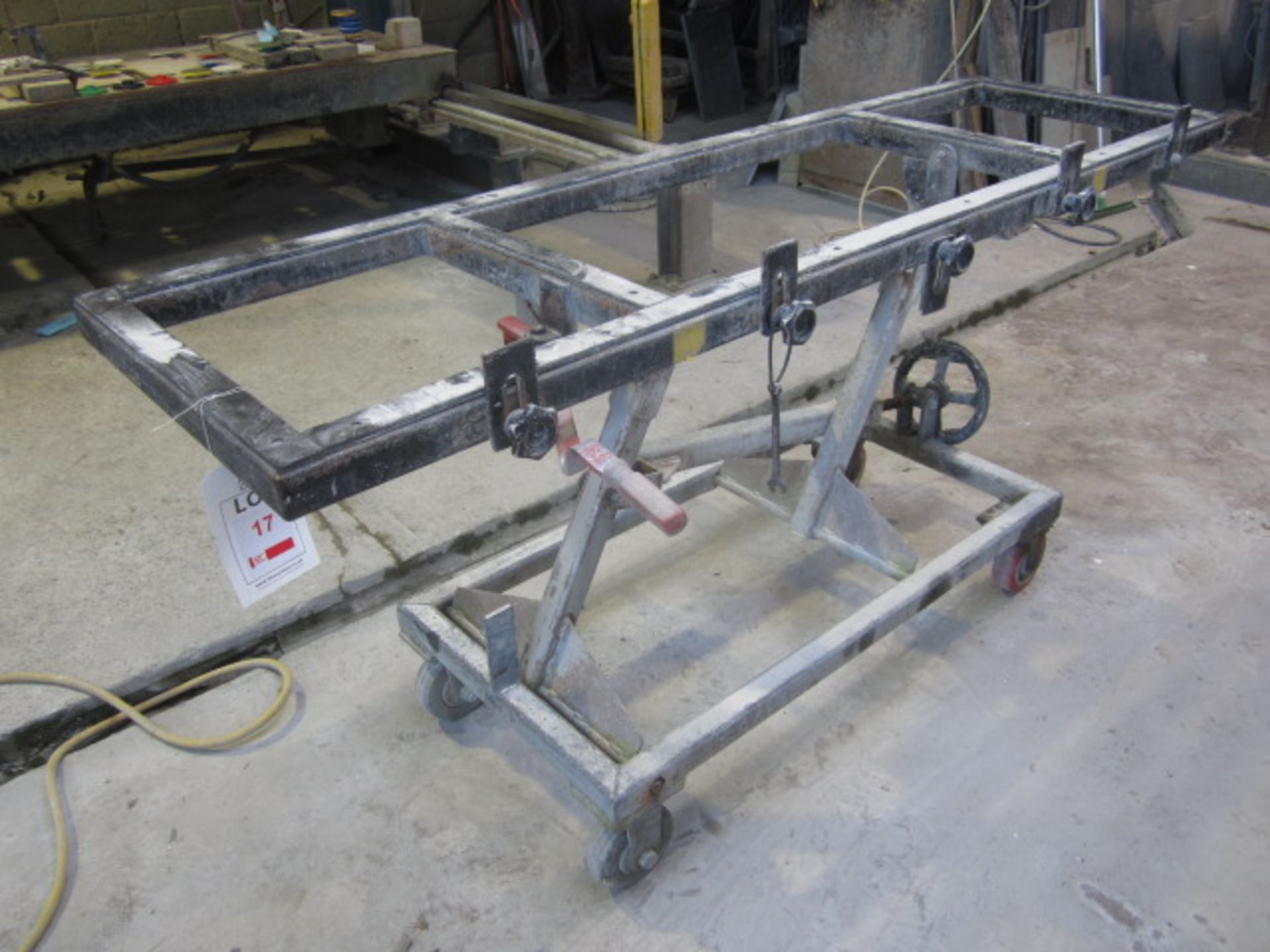 Steel framed slab trolley with adjustable lift and tilt table