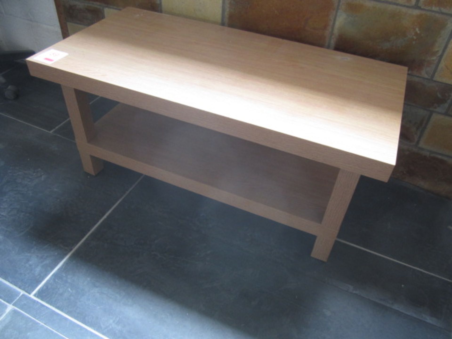 Wood effect table with undershelf, approx. size: 1100mm x 500mm