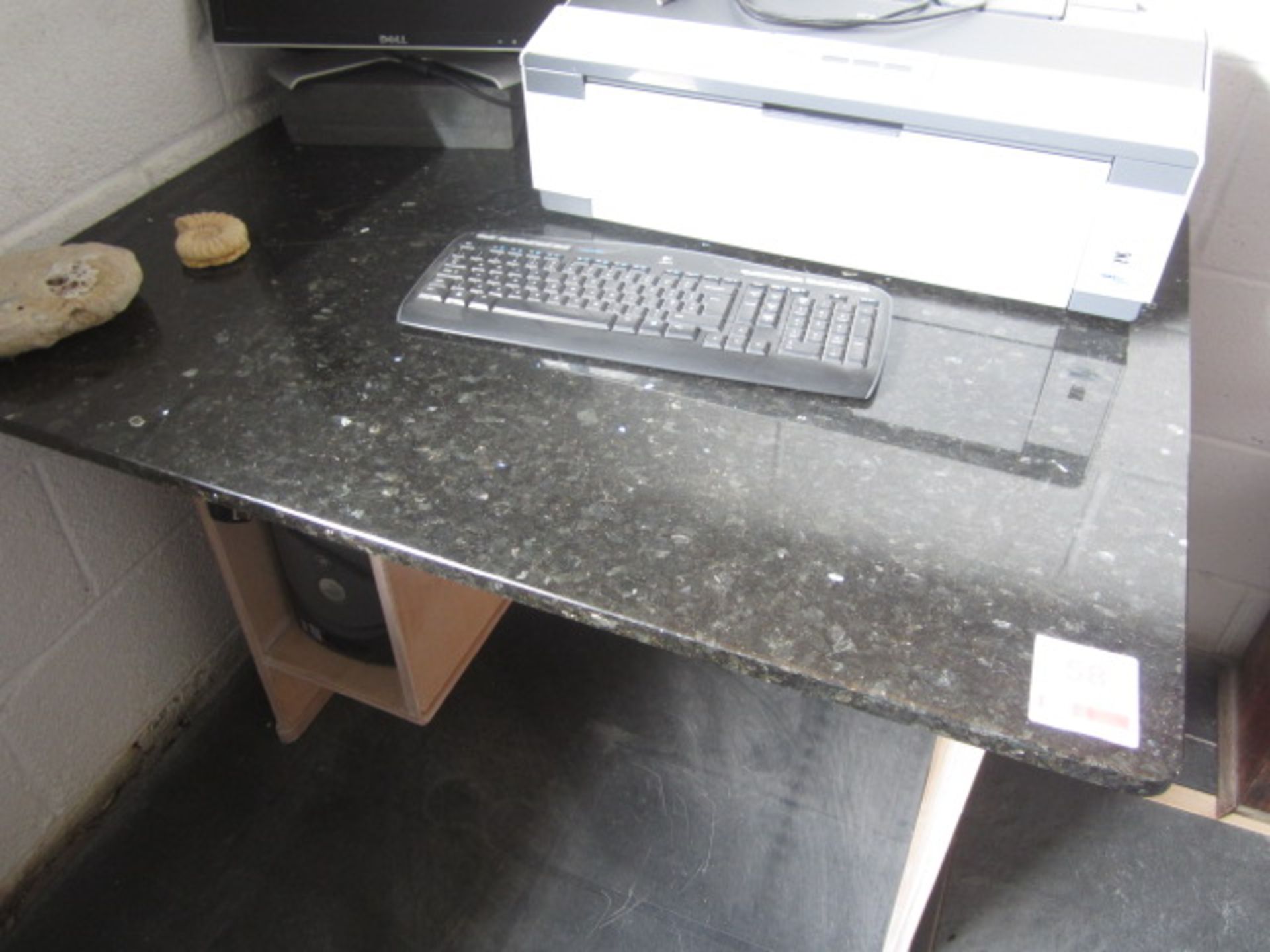 Marble top computer workstation, approx. size 1100mm x 800mm - Image 2 of 2