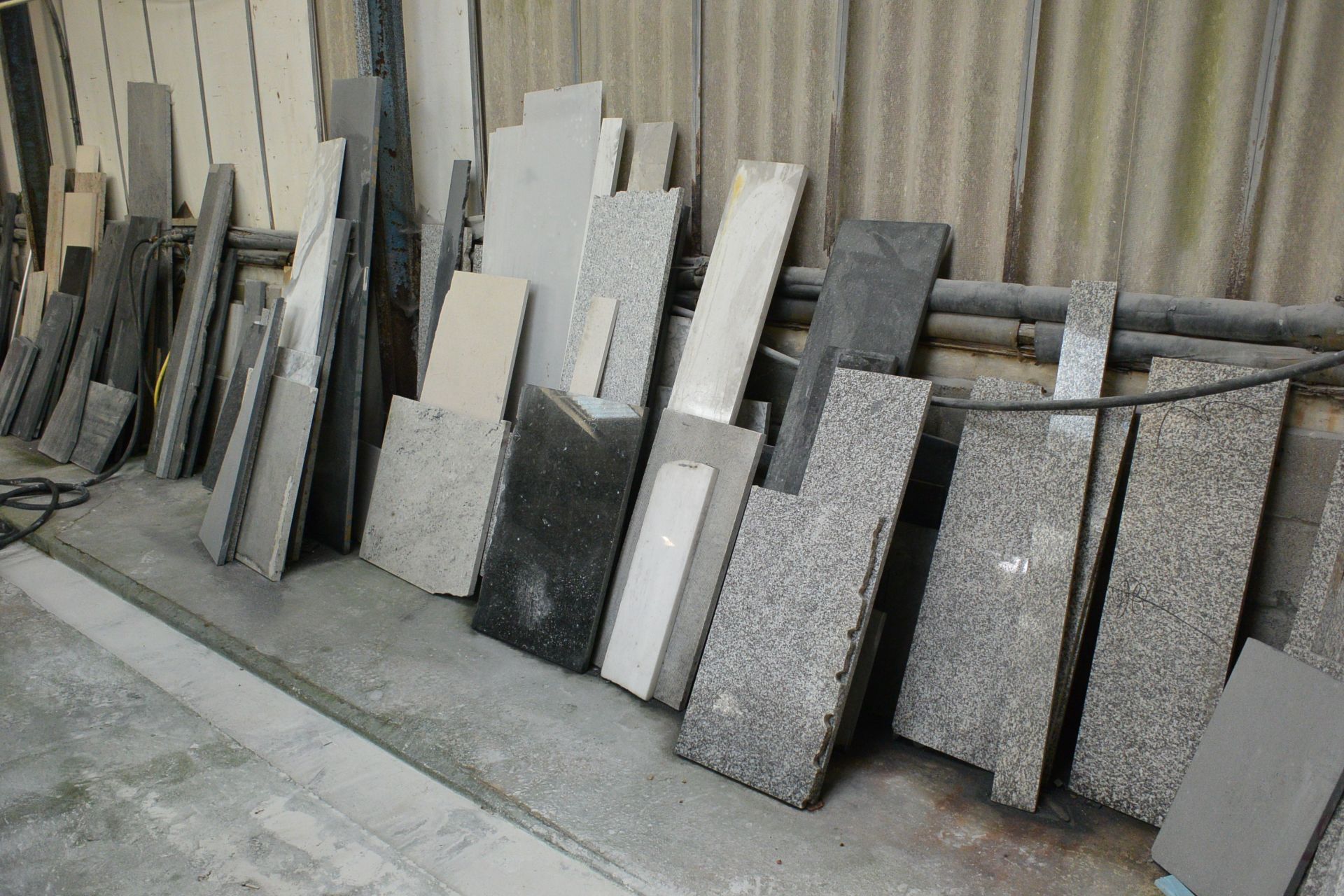 Quantity of assorted stone sheet stock and off cuts, as lotted. Stock to be collected: Thursday 28th